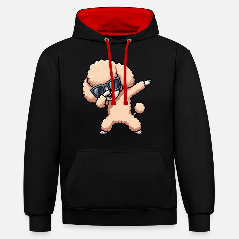 Cool Caniche Dab Pose Drôle - Sweat à capuche contrasté - noir/rouge