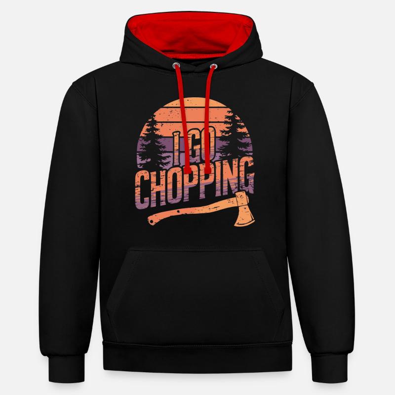 Bûcheron Coupe-arbre à tronçonner - Sweat à capuche contrasté - noir/rouge