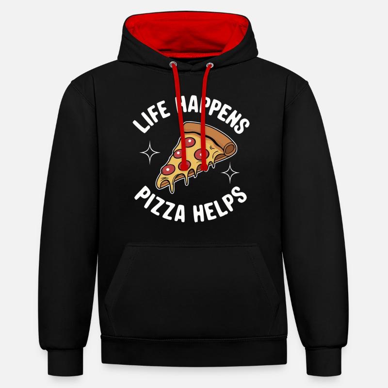 Pizza Italie Restauration rapide - Sweat à capuche contrasté - noir/rouge