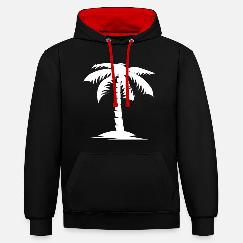 palmier nature vacances icône Logo - Sweat à capuche contrasté - noir/rouge
