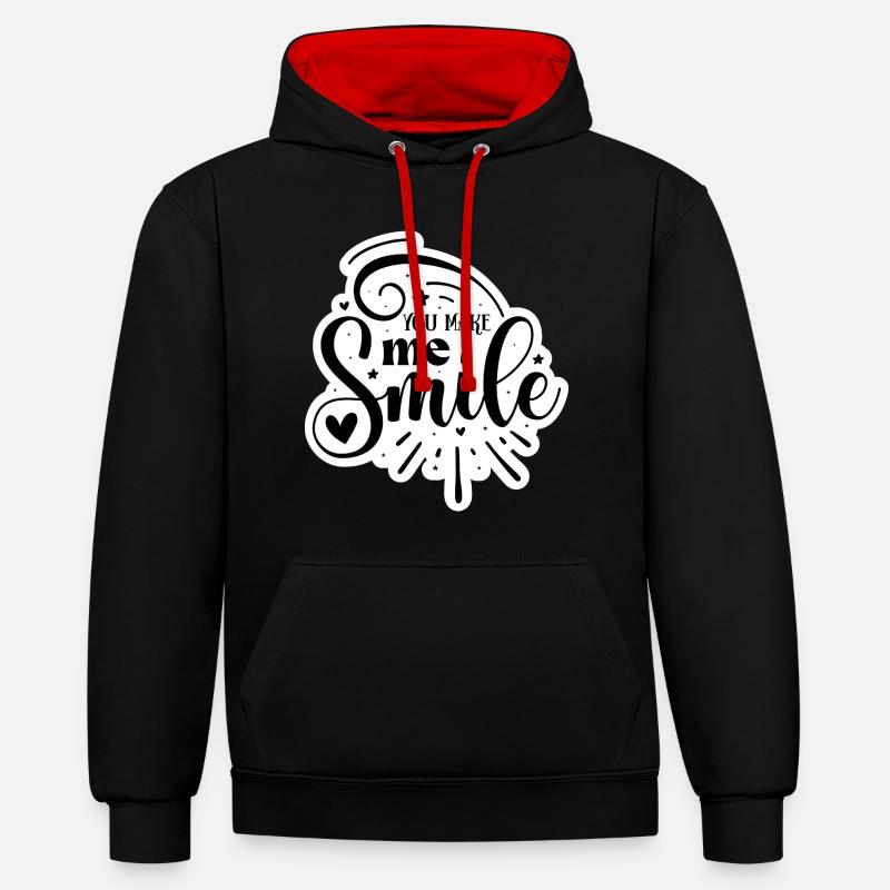 Tu me fais sourire - Sweat à capuche contrasté - noir/rouge