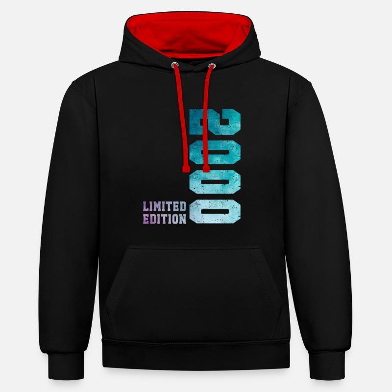 2000 Édition Limitée 26 ans anniversaire - Sweat à capuche contrasté - noir/rouge