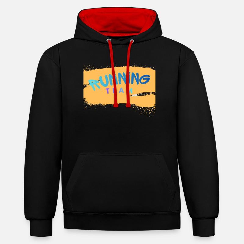 Équipe de course - Sweat à capuche contrasté - noir/rouge