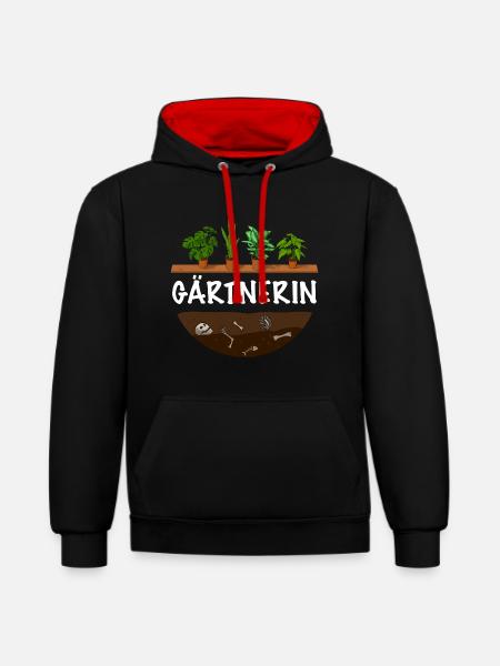 Gärtnerin Pflanzen - Kontrast-Hoodie - Schwarz/Rot