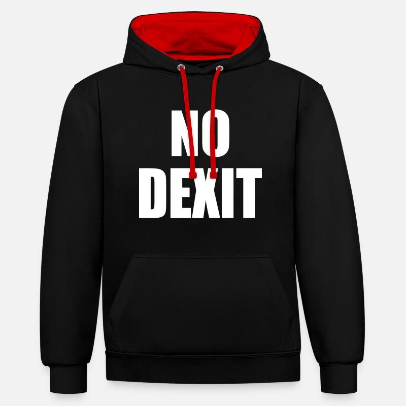 No dexit - Kontrast-Hoodie - Schwarz/Rot