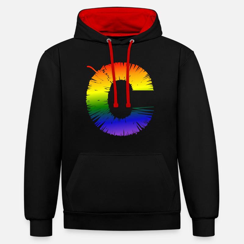 Rainobow C - Sweat à capuche contrasté - noir/rouge