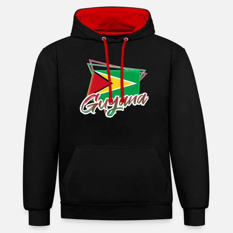 Guyana - Sweat à capuche contrasté - noir/rouge