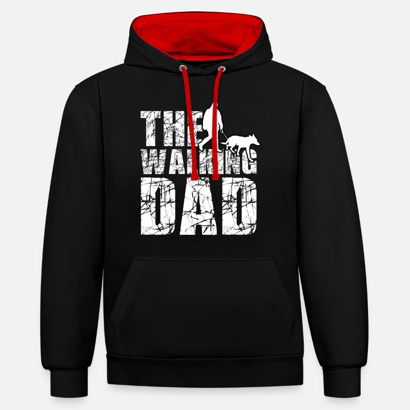The walking dad - Sweat à capuche contrasté - noir/rouge