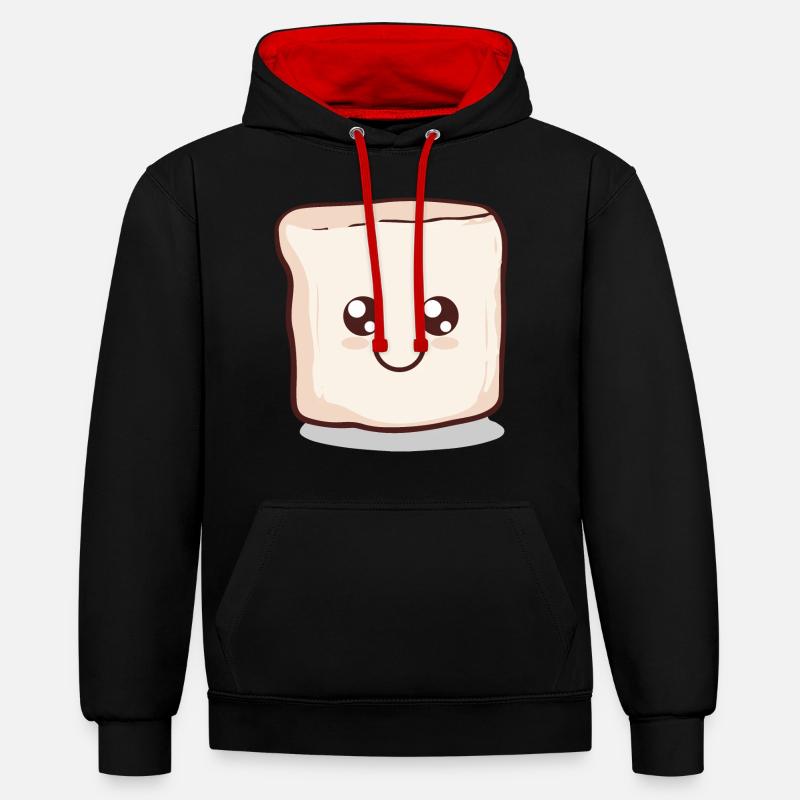 Kawaii Marshmallow | S'more | Camping - Kontrast-Hoodie - Schwarz/Rot