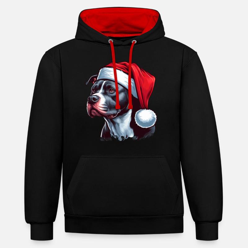 Cadeaux mignons de Pitbull - Sweat à capuche contrasté - noir/rouge