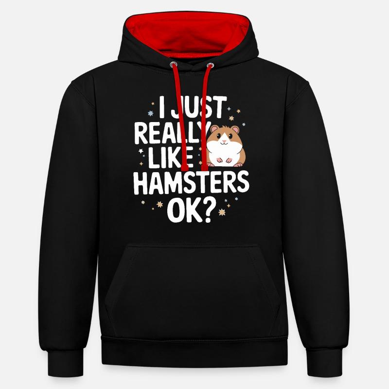 Hamster - Sweat à capuche contrasté - noir/rouge