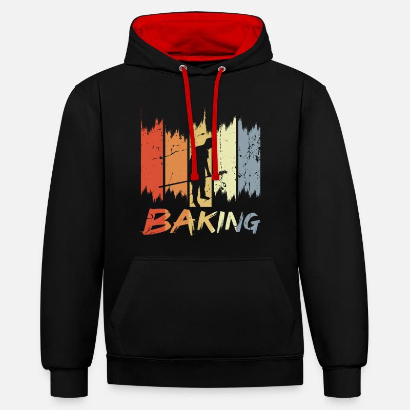 Cuisson rétro - Sweat à capuche contrasté - noir/rouge