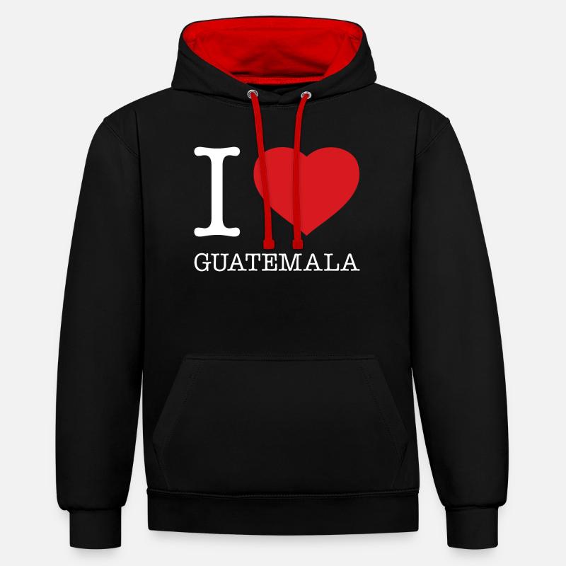J’ADORE LE GUATEMALA - Sweat à capuche contrasté - noir/rouge