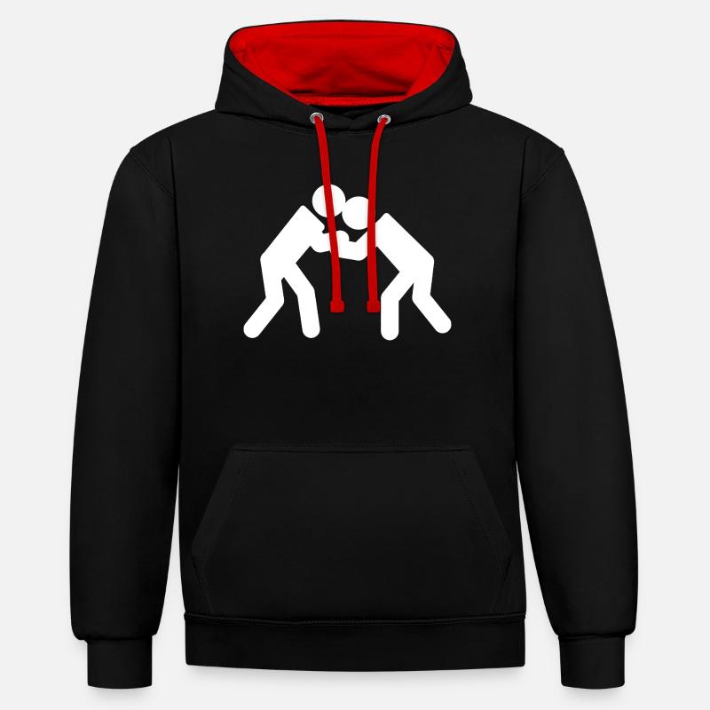Lutter - Sweat à capuche contrasté - noir/rouge