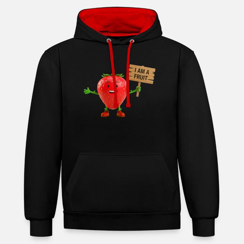 Fraise avec un panneau - Sweat à capuche contrasté - noir/rouge