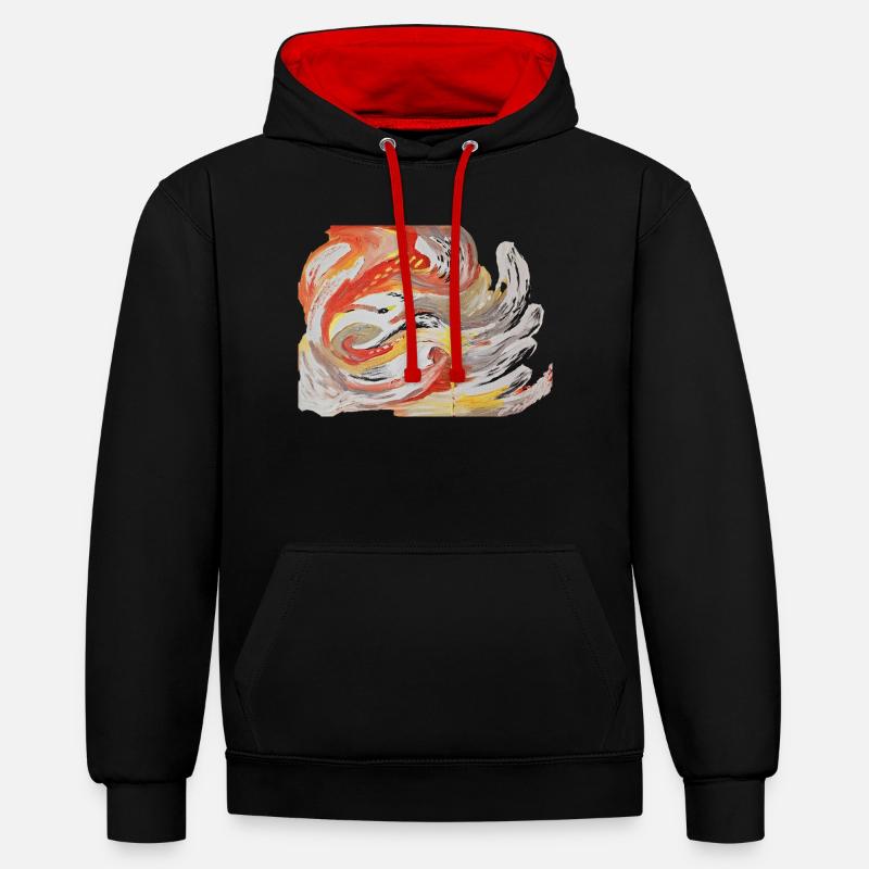 PHOENIX - Sweat à capuche contrasté - noir/rouge
