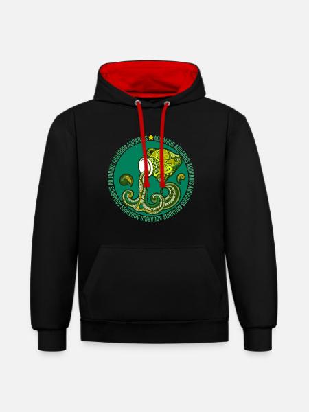 Aquarius - Contrast hoodie - black/red