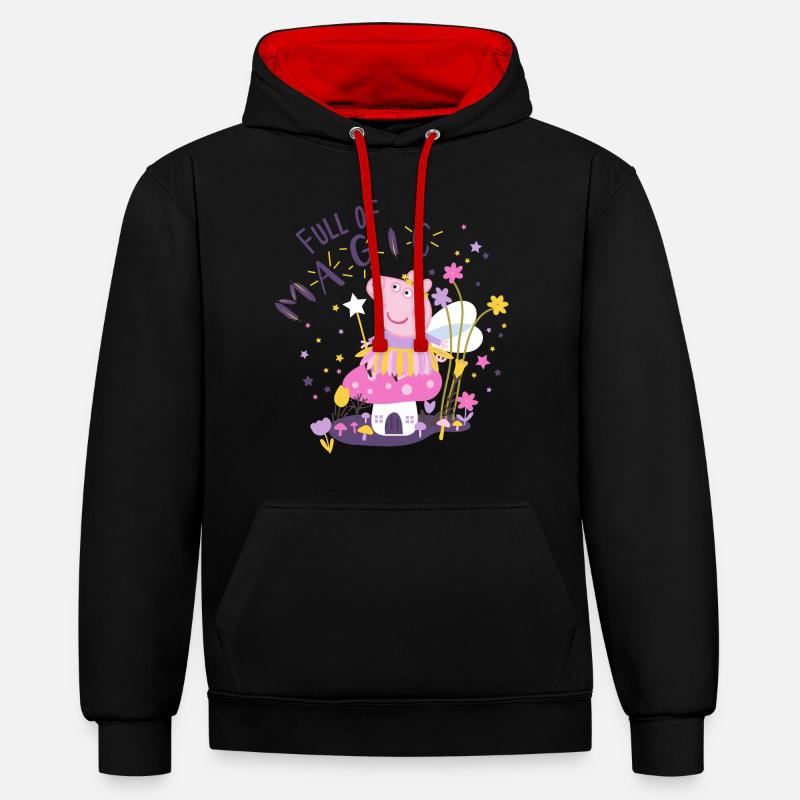 Peppa Pig Monde Magique - Sweat à capuche contrasté - noir/rouge
