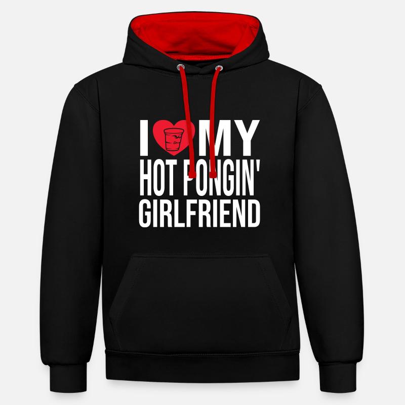 Jeu à boire - Sweat à capuche contrasté - noir/rouge