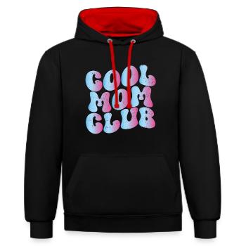 Cool Mom Club - Kontrast-Hoodie - Schwarz/Rot - Vorne - Anna (173cm) & Nico (186cm)