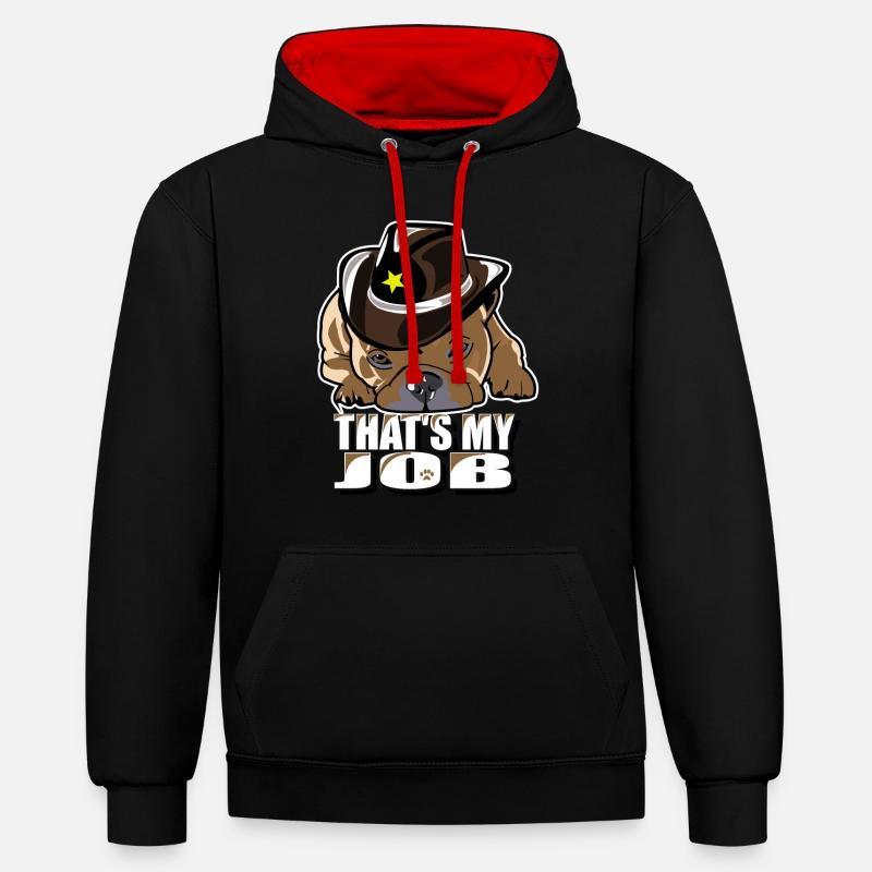 Bouledogue français mignon ciseaux - Sweat à capuche contrasté - noir/rouge