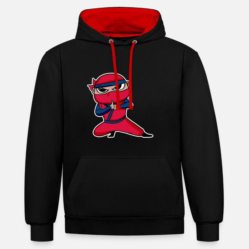 Ninja - Sweat à capuche contrasté - noir/rouge