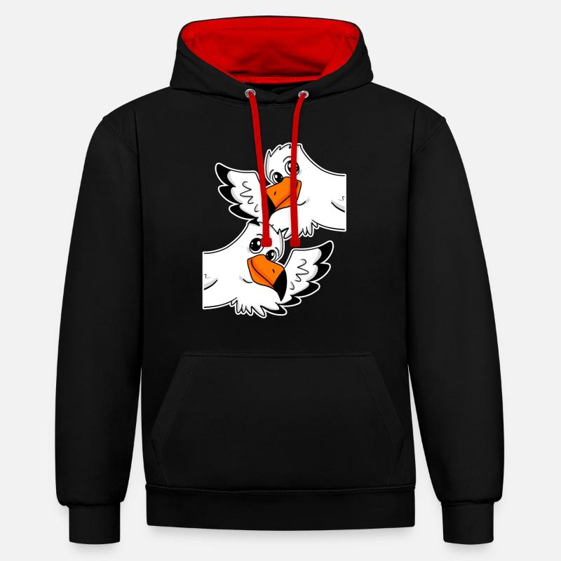 Mouettes Mouettes - Sweat à capuche contrasté - noir/rouge