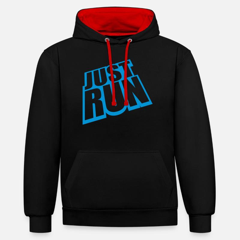 Logo Just Run cool - Sweat à capuche contrasté - noir/rouge