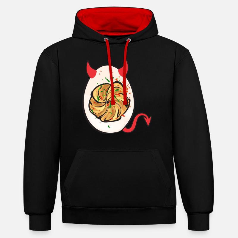Gefüllte Eier Deviled Eggs - Kontrast-Hoodie - Schwarz/Rot