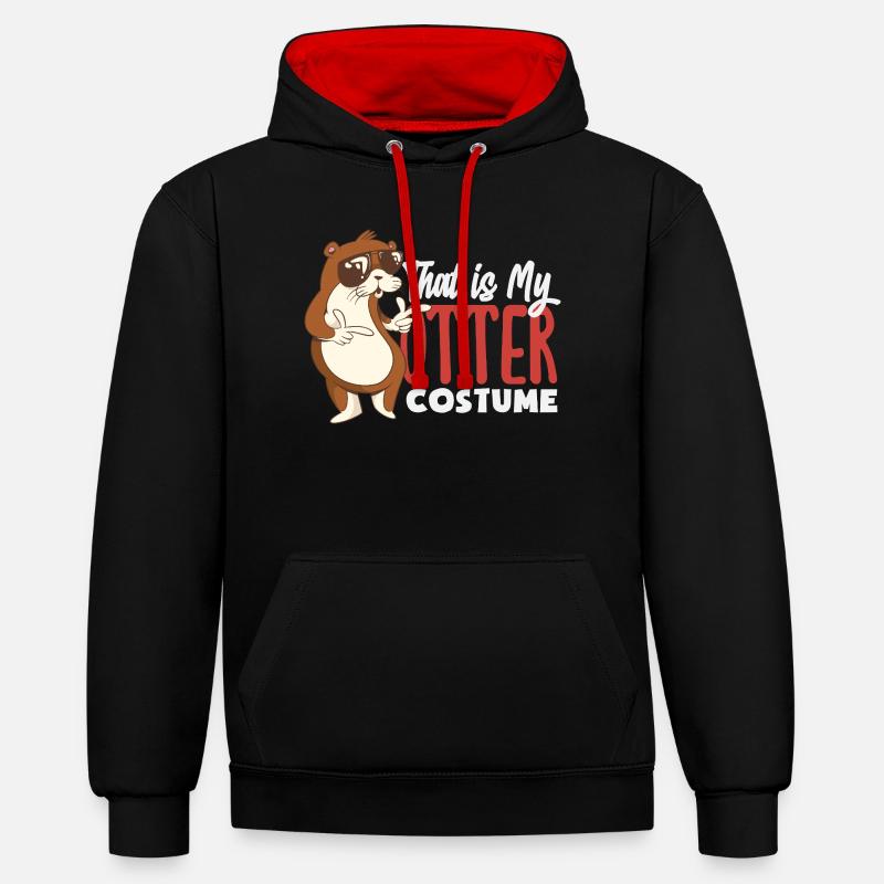 Déguisement de loutre de mer - Sweat à capuche contrasté - noir/rouge
