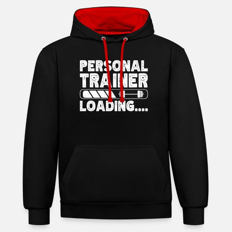 Powerlifting Bodybuilder Personal Trainer Loading - Kontrast-Hoodie - Schwarz/Rot