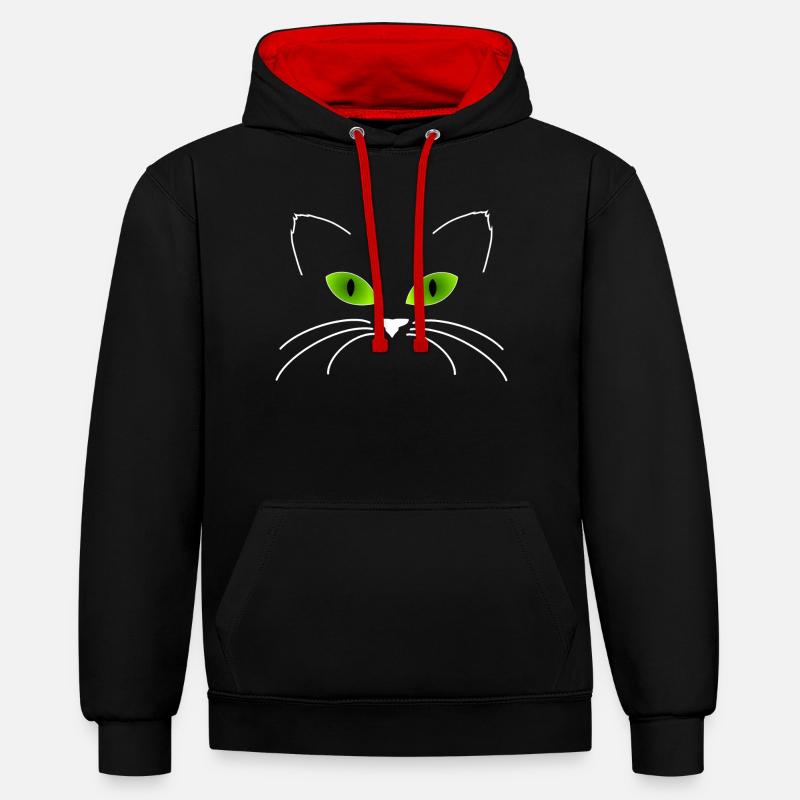 Chat chat - Sweat à capuche contrasté - noir/rouge