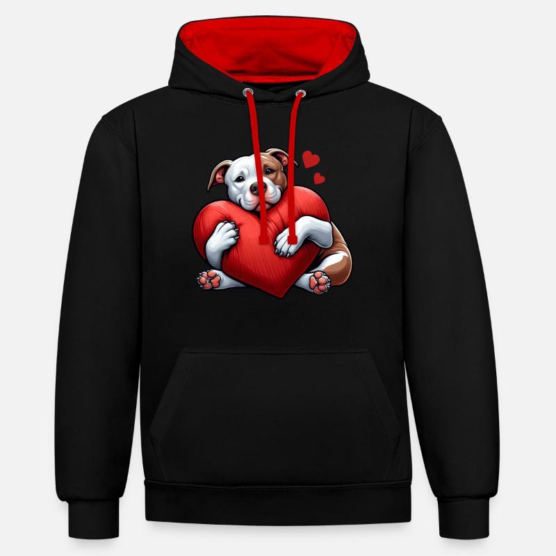 Cadeaux de propriétaire de pitbull - Sweat à capuche contrasté - noir/rouge