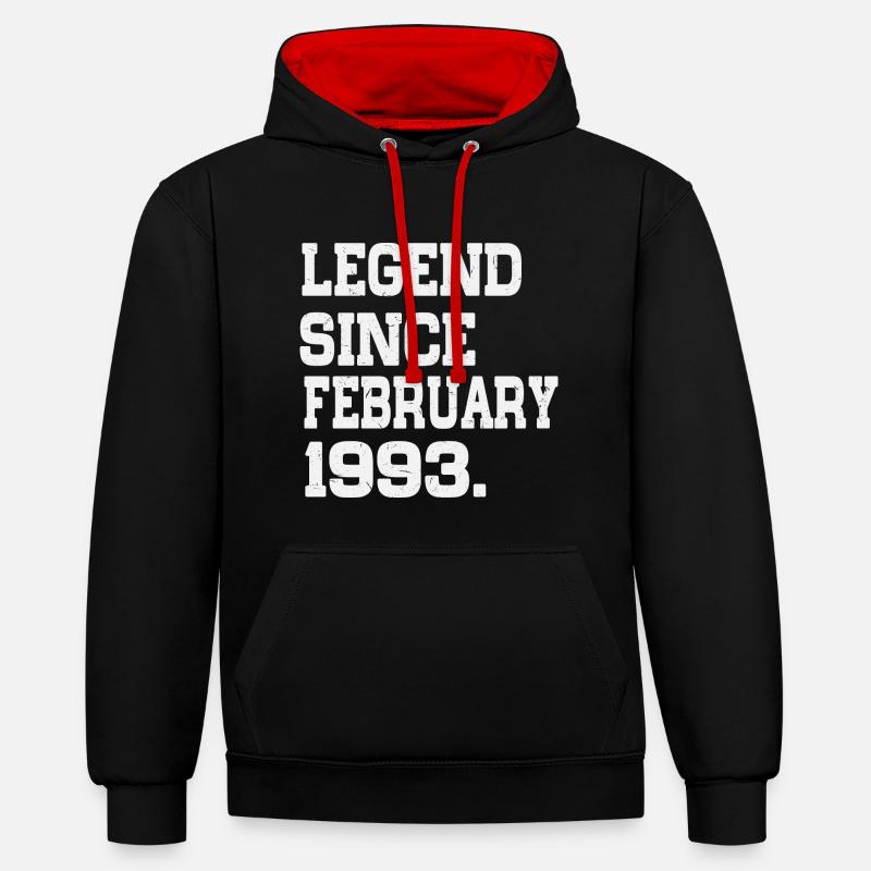 Février 1993 Cadeau d’anniversaire - Sweat à capuche contrasté - noir/rouge