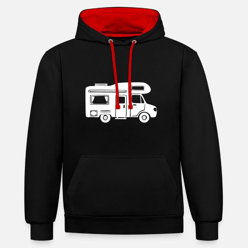 Camping camping caravane - Sweat à capuche contrasté - noir/rouge