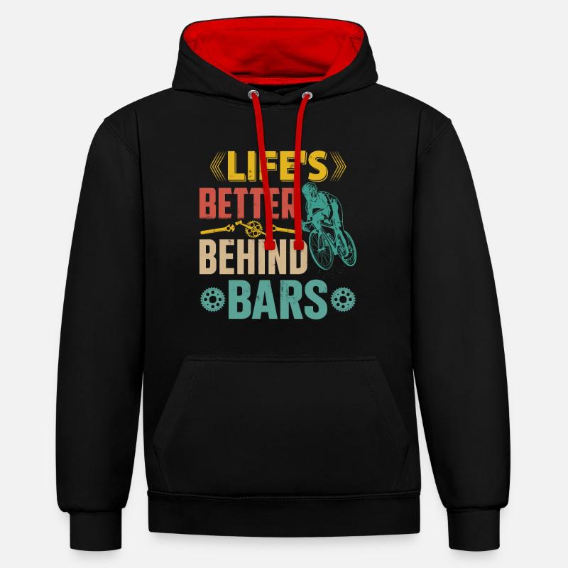 Vélo Vélo Vélo Cyclisme Vélo - Sweat à capuche contrasté - noir/rouge