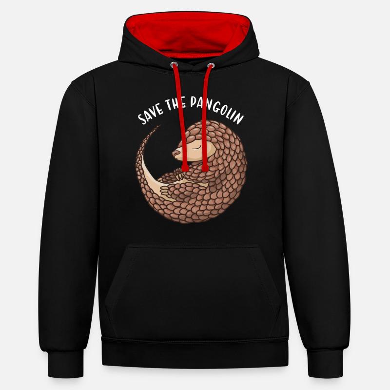Sauvez le pangolin pangolin - Sweat à capuche contrasté - noir/rouge