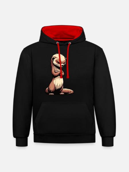 Frettchen Frettchenhalter Frettchenbesitzer - Kontrast-Hoodie - Schwarz/Rot