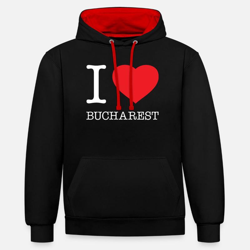 J’AIME BUCAREST BUCAREST ROUMANIE Rumänien - Sweat à capuche contrasté - noir/rouge