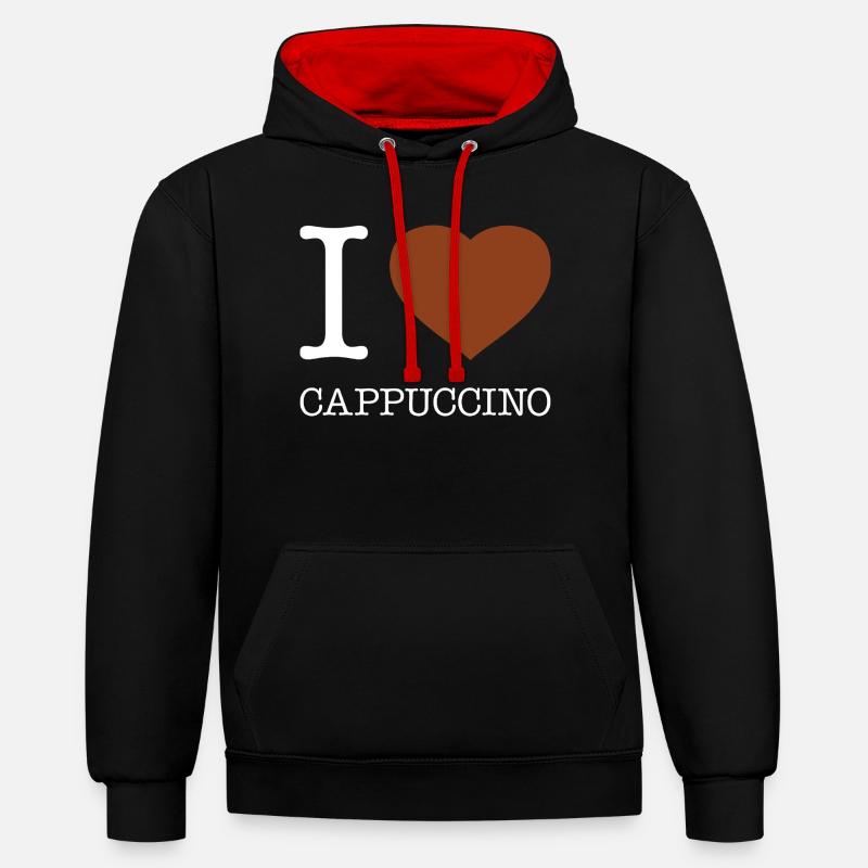 J’ADORE LE CAPPUCCINO - Sweat à capuche contrasté - noir/rouge