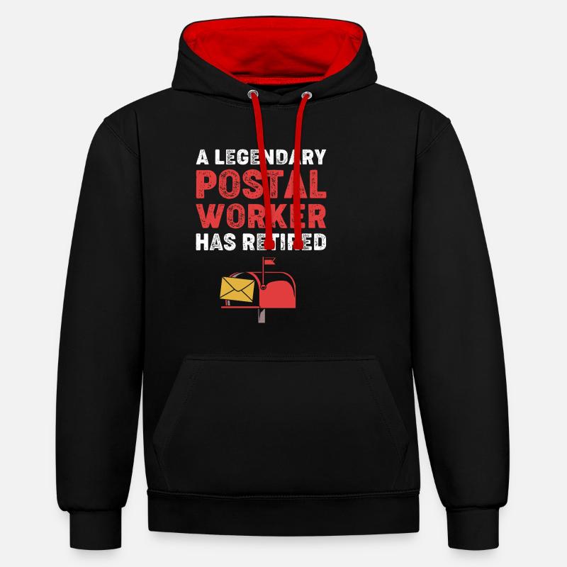 Cachet de la poste - Sweat à capuche contrasté - noir/rouge