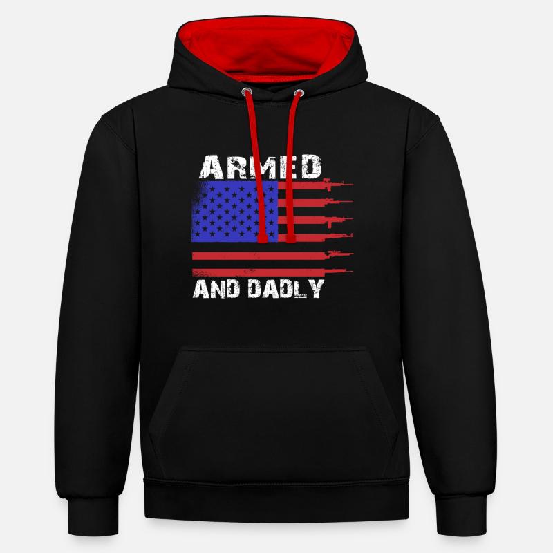 Pères paternels armés et paternels - Sweat à capuche contrasté - noir/rouge