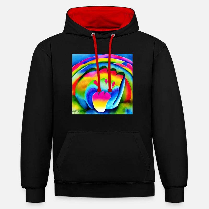 Arc-en-ciel à Pâques - Sweat à capuche contrasté - noir/rouge
