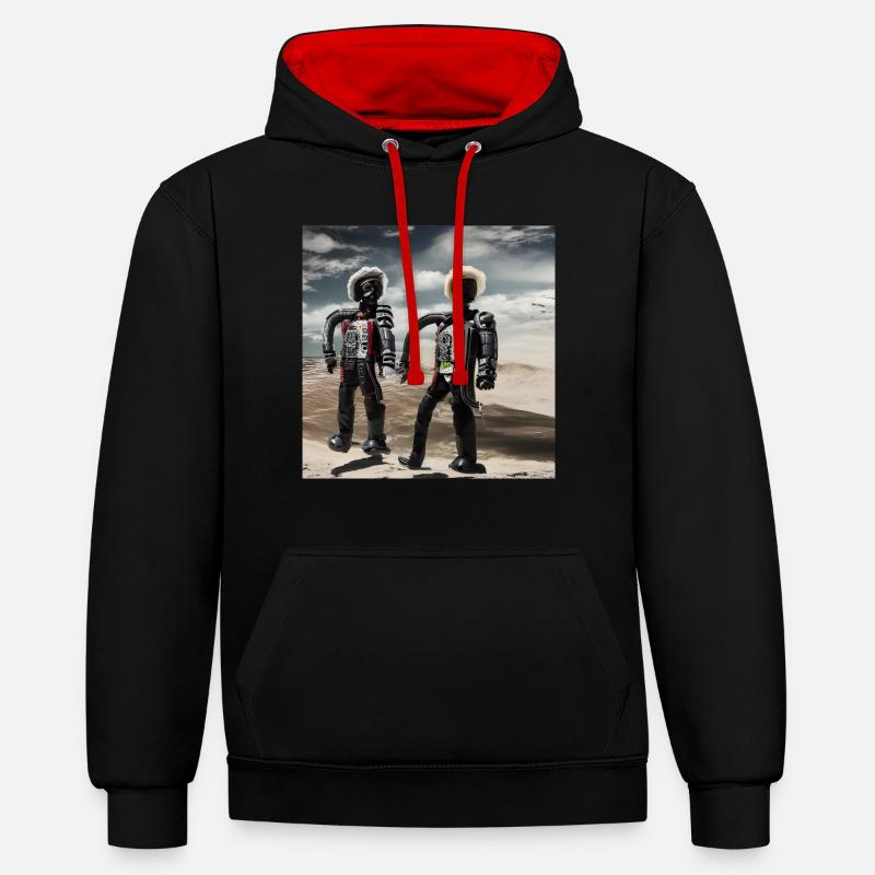 Les hommes dans le cybermonde - Sweat à capuche contrasté - noir/rouge