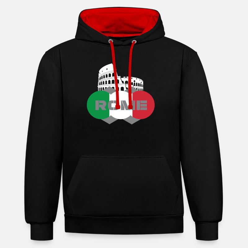 Rome - Sweat à capuche contrasté - noir/rouge
