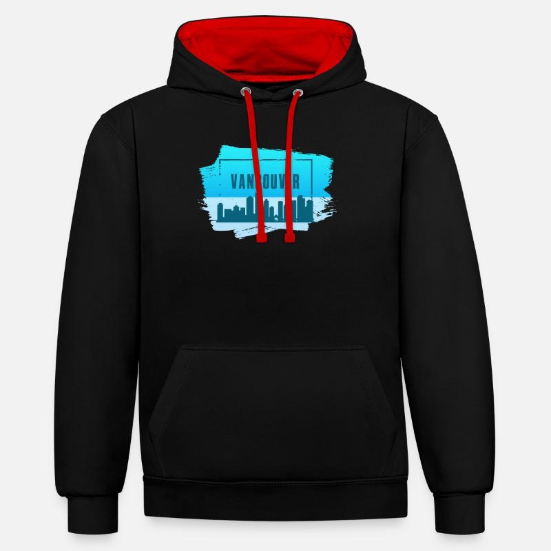 Vancouver - Sweat à capuche contrasté - noir/rouge