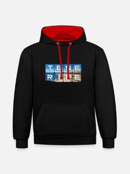 Teneriffa - Kontrast-Hoodie - Schwarz/Rot