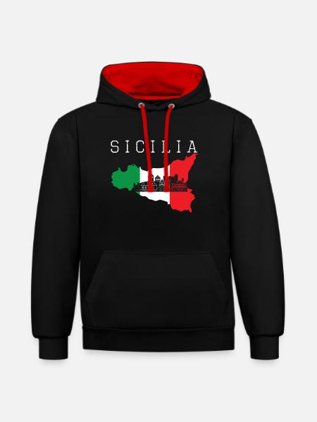 Sicily - Contrast hoodie - black/red