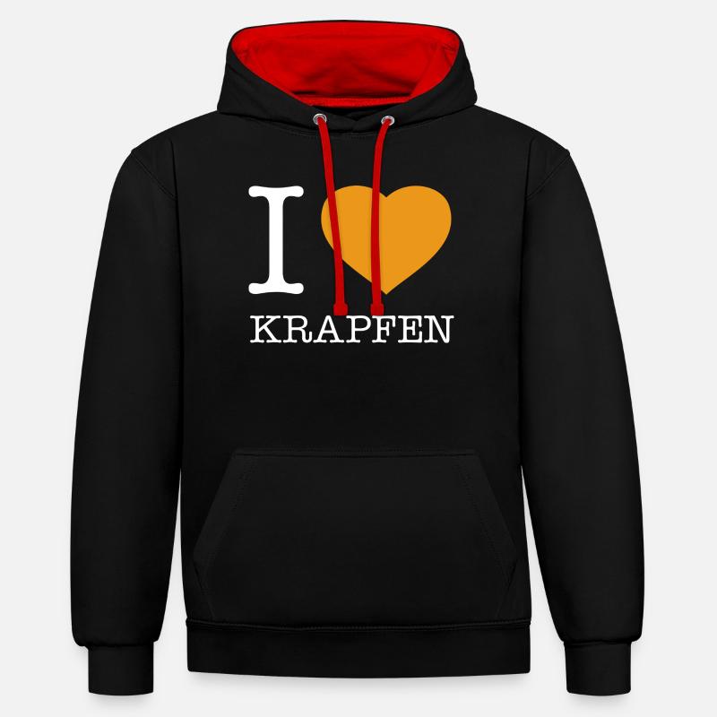 J’adore les beignets - Sweat à capuche contrasté - noir/rouge