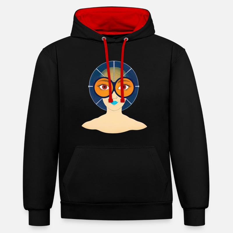 FREE YOUR MIND #1 - nice people - Sweat à capuche contrasté - noir/rouge
